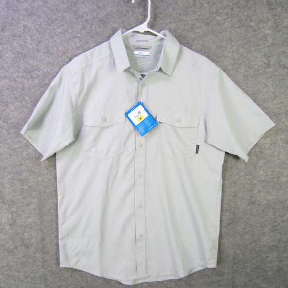 Columbia Shirt Mens Small Gray Ripstop Short Sleeve Button Up Outdoor Hiking - Picture 1 of 6